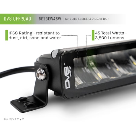 Dv8 Offroad UNIVERSAL 13 INCH DUAL ROW LED LIGHT BAR FLOODSPOT COMBO PATTERN 45W 3800 LUMENS BE13EW45W